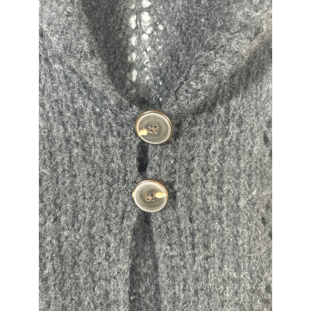 Eddie Bauer Sweater Vest Small Gray Hand Knit Open Mohair Blend Chunky Long - Picture 3 of 12